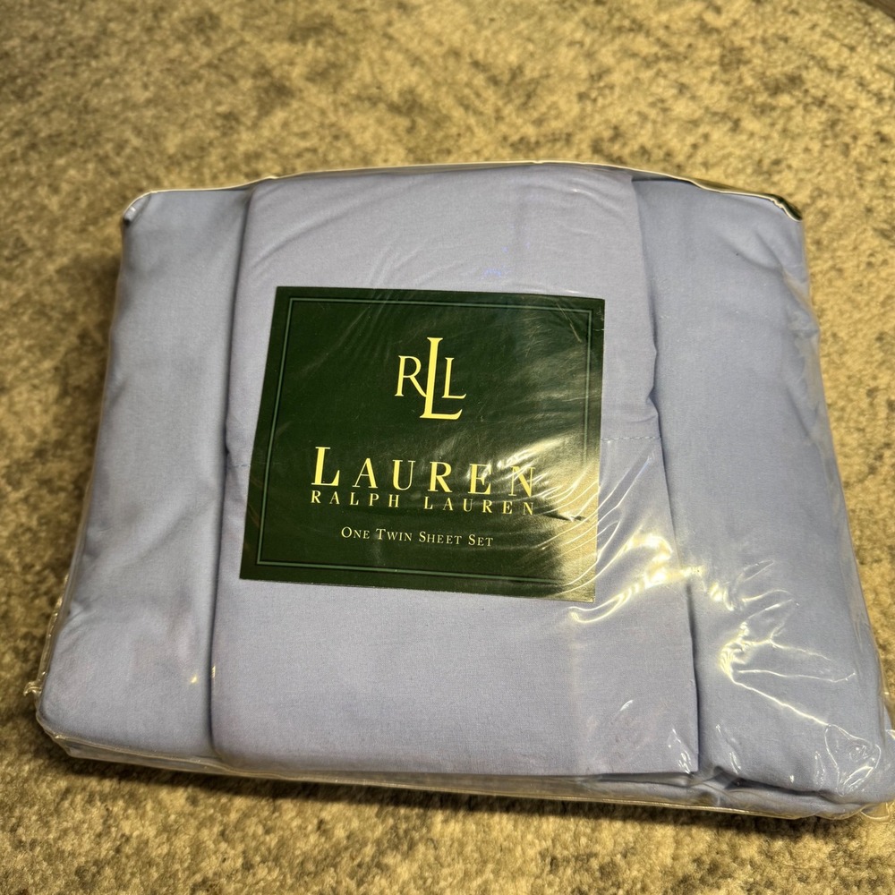 NEW Lauren Ralph Lauren Harbor Blue Twin Sheet‎ Set 100% Cotton 200 TC 3pc New